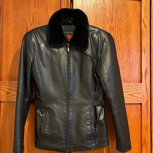 EUC, Gallery Leather Jacket with Faux Fur.  Black Quilted Lining.  Y2K, Soft